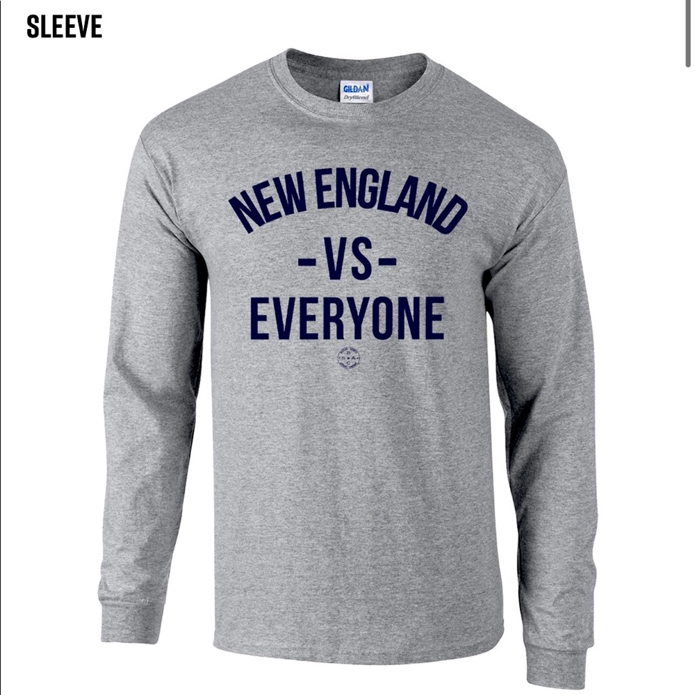 New England Vs Everyone Long Sleeve Grey T Shirt